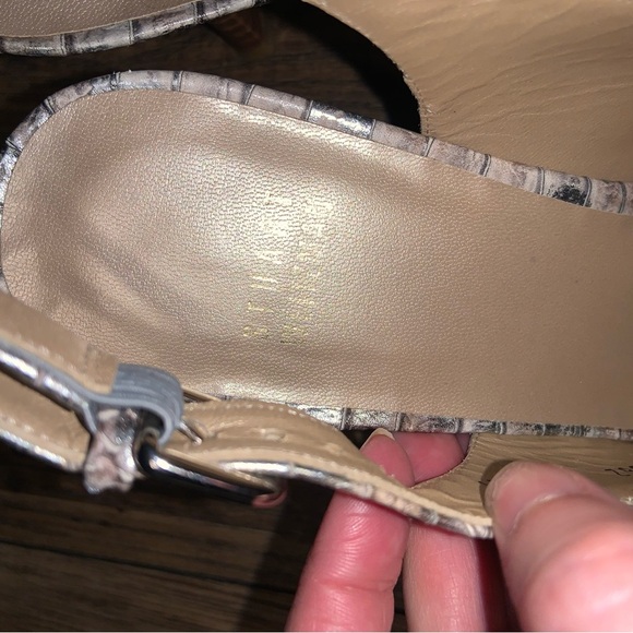 Snakeskin Slingback Heels stuart Weitzman formal peep toe cream fall cocktail - Picture 6 of 7